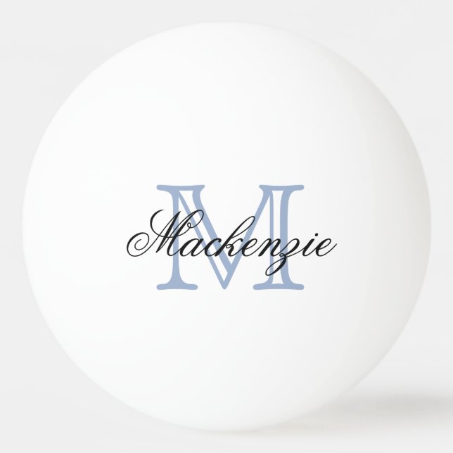Bolinha De Ping Pong Reprodução Clássica | Monograma Nome Script Azul I (Frente)