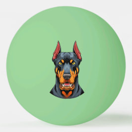 Bolinha De Ping Pong Retratos de um cão Doberman de cabeça vista fronta