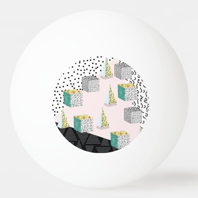 Bolinha De Ping Pong Retro Memphis: Padrão do Hipster 80s-90s. (Frente)