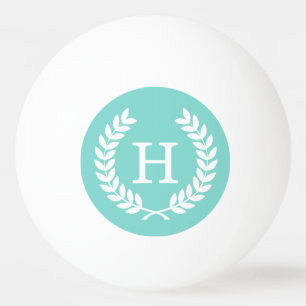 Bolinha De Ping Pong Robin Egg Wheat Laurel Wreath Monograma Inicial