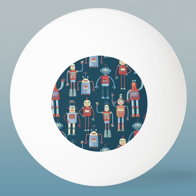 Bolinha De Ping Pong Robôs do Estilo Retro dos anos 50 (Retro robots fun ping pong ball)
