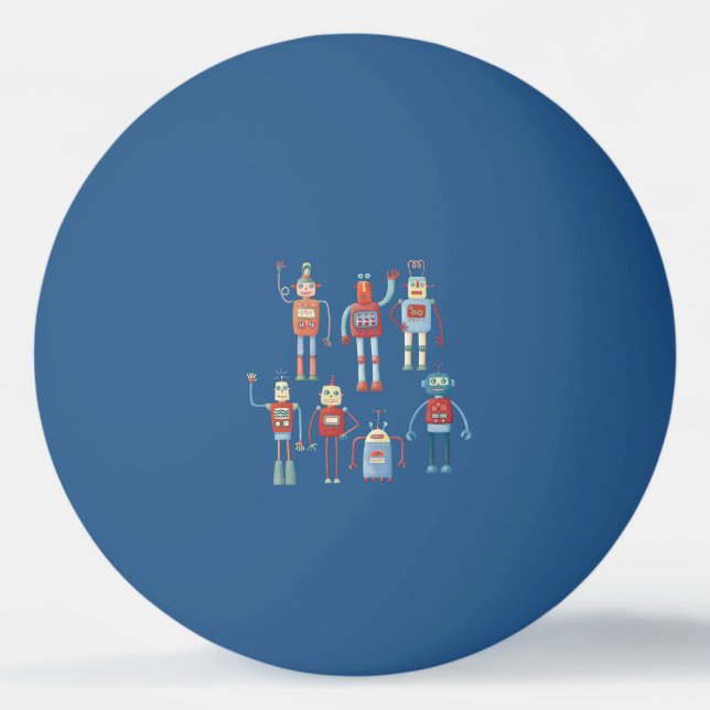 Bolinha De Ping Pong Robôs Retros Cuecas (Frente)