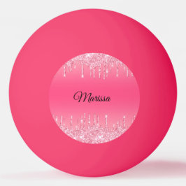 Bolinha De Ping Pong Rosa Quente Com Gotas De Glitter De Prata Espumant