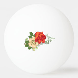 Bolinha De Ping Pong Rosa vermelha e margaridas