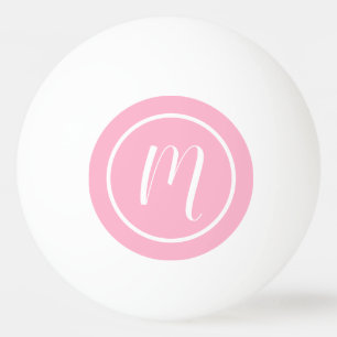 Bolinha De Ping Pong Rosas claro simples e monograma branco