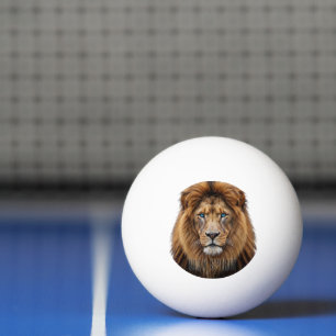 Bolinha De Ping Pong Rosto de Leão Majestoso com Olhos Azuis Anima Se