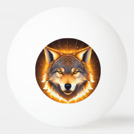 Bolinha De Ping Pong Rosto de Lobo Radiante Iluminado por Luz Dourada