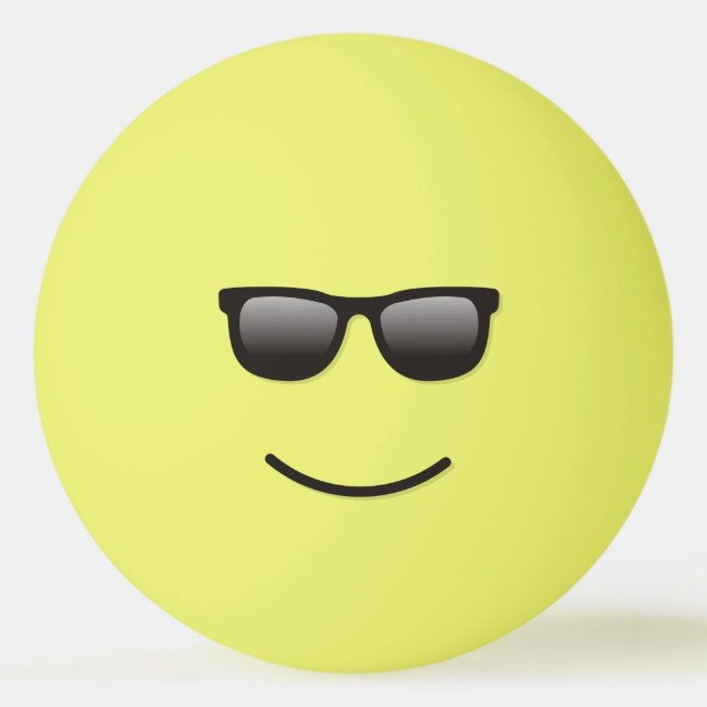 Bolinha De Ping Pong Rosto sorridente com óculos escuros Ping Pong Ball (Frente)