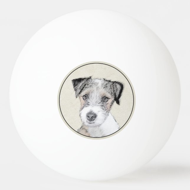 Bolinha De Ping Pong Russell Terrier Rough Painting - Arte Original de  (Frente)