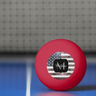 Bolinha De Ping Pong Russo Red White Blue Sparkles Estados Unidos bande