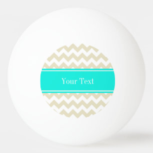 Bolinha De Ping Pong Sand Beige White Chevron Bright Aqua Name Monogram