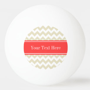 Bolinha De Ping Pong Sand Beige White Chevron Coral Red Name Monograma
