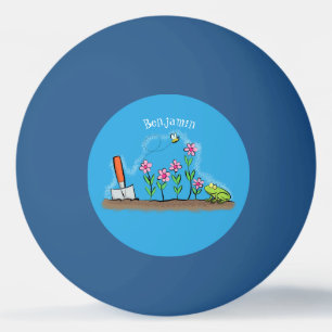 Bolinha De Ping Pong Sapo bonito e abelha na ilustração de desenho anim
