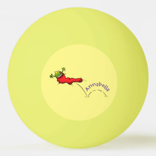 Bolinha De Ping Pong Sapo bonito em um desenho de salto em meia vermelh