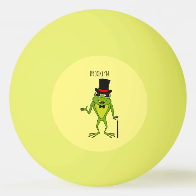 Bolinha De Ping Pong Sapo engraçado com um desenho de chapéu superior (Frente)