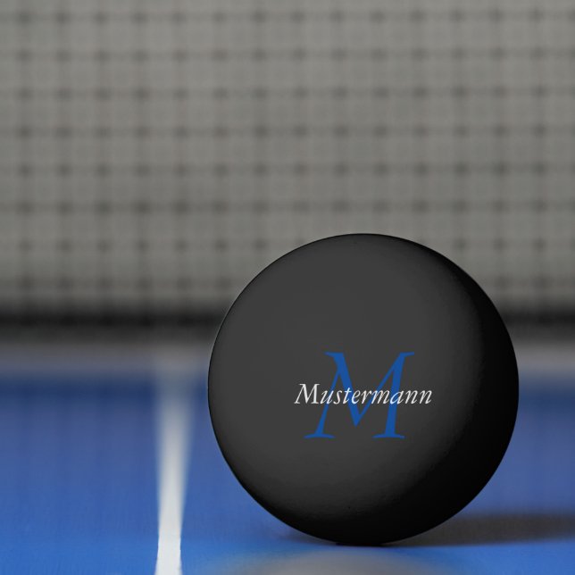 Bolinha De Ping Pong Schwarzweiss personalisiert mit Monogramm (Líquido)
