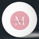 Bolinha De Ping Pong Script de Cinza Menina Elegante de Monograma Rosa<br><div class="desc">Monograma Simples,  Simples,  Escamoteado Cor-de-rosa Elegante,  Cinza Feminina Nome Script Personalizado Bolas de Golfe</div>