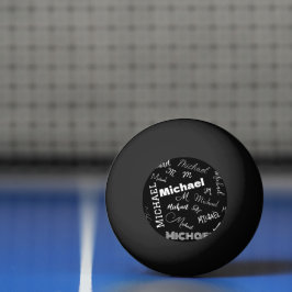 Bolinha De Ping Pong Seu nome e monograma padrão personalizado preto