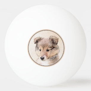 Bolinha De Ping Pong Shetland Sheepdog Puppy Pintura Original