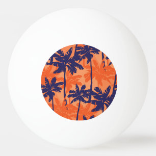 Bolinha De Ping Pong Silhueta azul de palma, fundo laranja