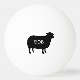 Bolinha De Ping Pong Silhueta de Ovinos Pretos com Texto Personalizado