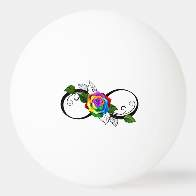 Bolinha De Ping Pong Símbolo de Infinito com Rosa Arco-íris (Frente)