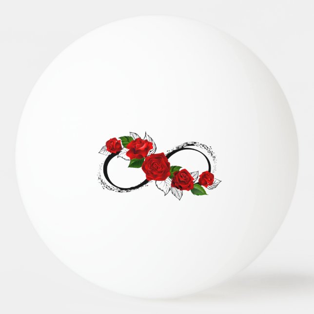 Bolinha De Ping Pong Símbolo do Infinito com Rosas Vermelhas (Frente)