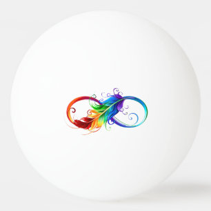 Bolinha De Ping Pong Símbolo Infinito com Pena Arco-Íris