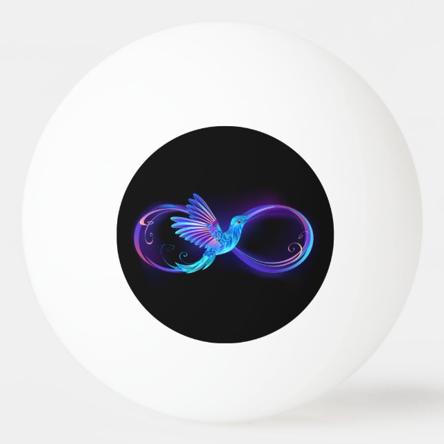 Bolinha De Ping Pong Símbolo Neon Infinity com Hummingbird brilhante (Frente)