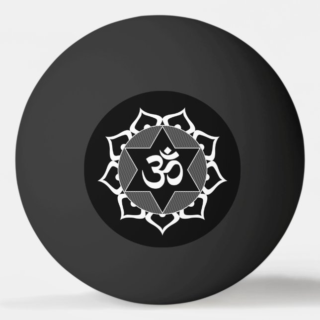 Bolinha De Ping Pong Símbolo original de Yoga OM branco (Frente)