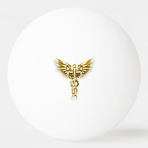 Bolinha De Ping Pong Símbolo Poligonal Dourado Caduceus