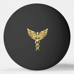 Bolinha De Ping Pong Símbolo Poligonal Dourado Caduceus