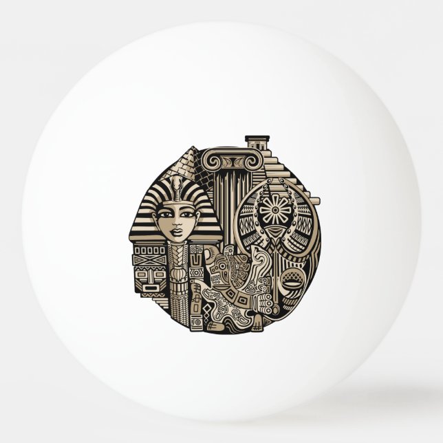Bolinha De Ping Pong Símbolos Históricos Antigos Estilo de Tatuagem (Frente)