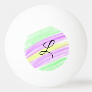 Bolinha De Ping Pong Simples roxo verde aquarela adicione seu monograma