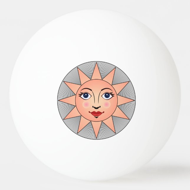 Bolinha De Ping Pong Smiling Sun Face | Símbolo de astronomia (Frente)