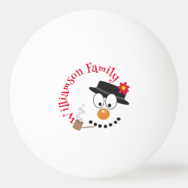 Bolinha De Ping Pong Snowman Engraçado Rosto Feliz Natal Novamente