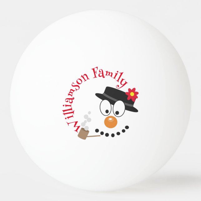 Bolinha De Ping Pong Snowman Engraçado Rosto Feliz Natal Novamente (Frente)