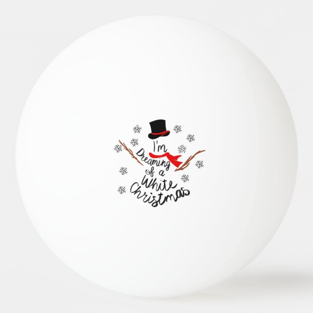 Bolinha De Ping Pong Sonhando com um Neve de Natal Branco (Frente)