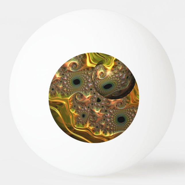 Bolinha De Ping Pong Sonho Fractal Ouro Líquido (Frente)
