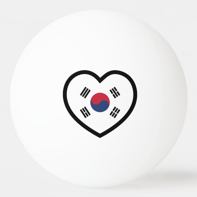 Bolinha De Ping Pong South Korea Flag Heart (Frente)