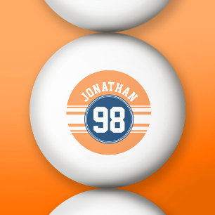Bolinha De Ping Pong Sports Jersey Blue e Orange Strips Número de Nome