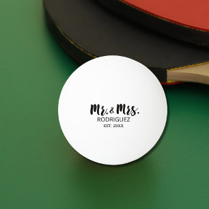 Bolinha De Ping Pong Sr. e Sra. Modern Brush Font Presente de Casamento
