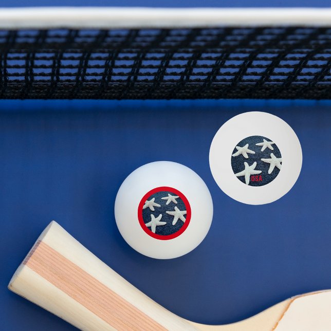 Bolinha De Ping Pong Starfish, branco e azul, branco-vermelho, náutico  (Criador carregado)