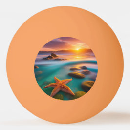 Bolinha De Ping Pong Starfish na praia em Sunrise