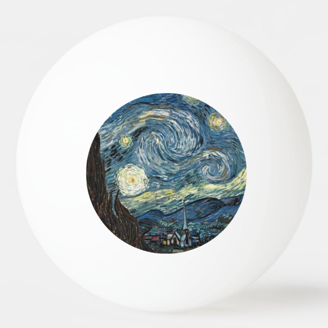 Bolinha De Ping Pong Starry Night por Vincent van Gogh. Arte famosa (Verso)