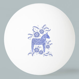 Bolinha De Ping Pong Swedish Dala Horse Blue Folk Art
