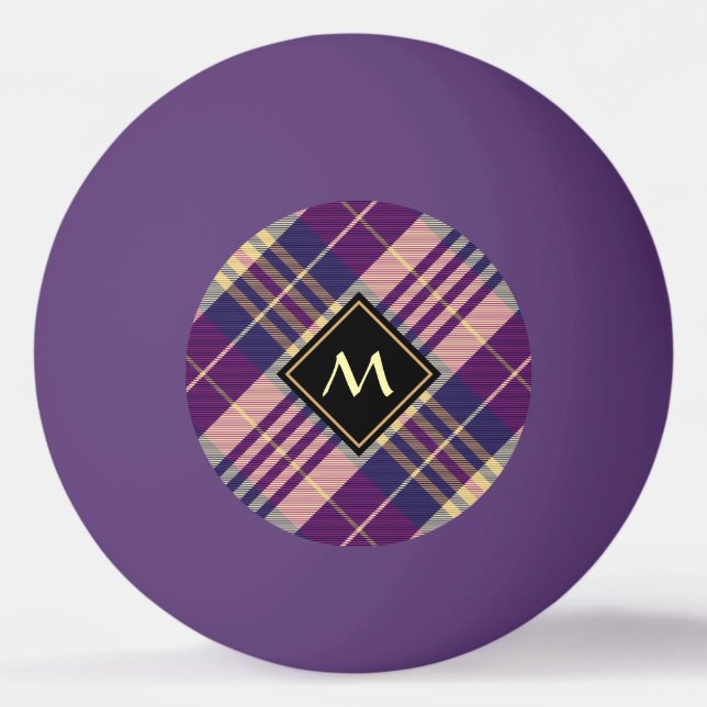 Bolinha De Ping Pong Tartan roxo, Dourado e azul (Frente)