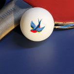 Bolinha De Ping Pong Tatuagem Vermelha de Engolir<br><div class="desc">Arte tradicional de tatuagem azul-andorinha e vermelha num pano de fundo preto</div>