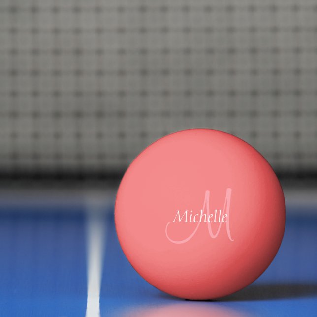 Bolinha De Ping Pong Tendência Moderna Modelo Monograma Inicial Rosa (Líquido)