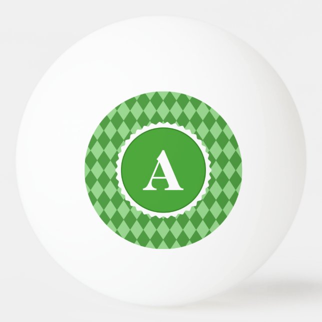 Bolinha De Ping Pong Teste padrão branco verde do monograma da (Frente)